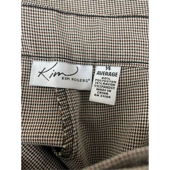 NWT Kim Rogers Black & Brown Houndstooth Average 14 Womens Dress Pants-Straight - Picture 5 of 6
